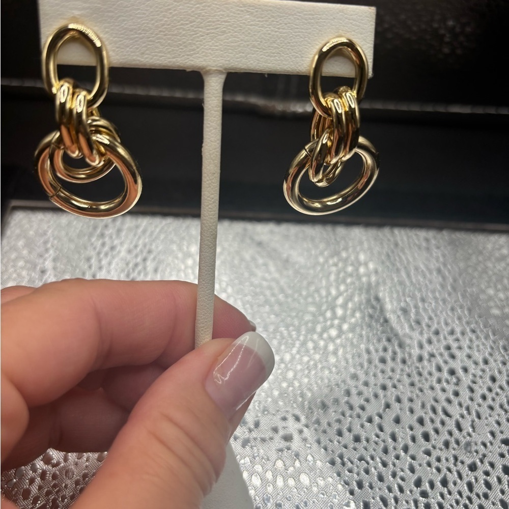 Elegant Gold Drop Hoop Earrings